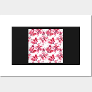 Pink and Red Watercolor Floral Posters and Art